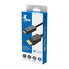  CABLE XTECH DISPLAYPORT MACHO - MACHO, SOPORTA 4K, 6 PIES, NEGRO