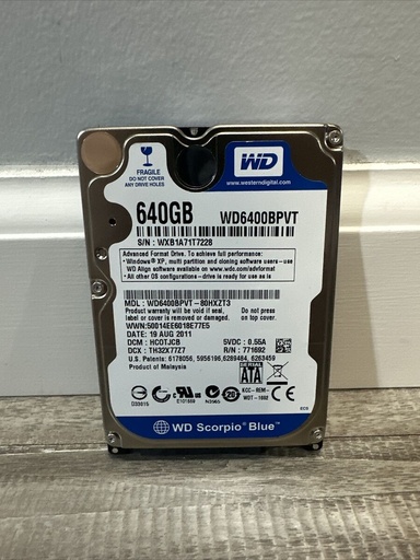 DISCO DURO 640 HDD CPU