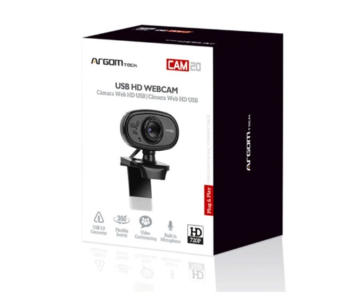 CAMARA WEB ARGOM CAM20 - HD, 720P MICRÓFONO INTEGRADO.