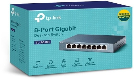 [TL-SG108] TP-Link - SWITCH 8 PUERTOS TL-SG108, NO ADMINISTRABLE/DESKTOP, 8 PUERTOS GIGABIT 10/100/1000MBPS, CARCASA METALICA