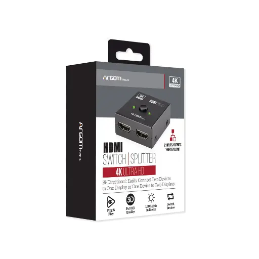 ARGOMTECH 2-IN-1 BI-DIRECTIONAL HDMI SPLITTER AND SWITCH
